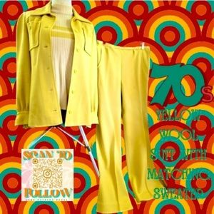KIMBERLY MUSTARD VINTAGE WOOL PANTSUIT